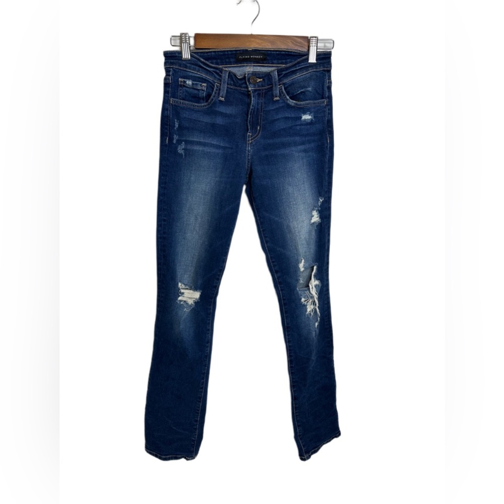 Flying Monkey Distressed Straight Leg Jeans Dark Wash Size 25